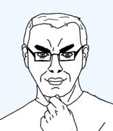 artist:nathaniel_higson closed_mouth ear fist glasses hair smile steve_jobs subvariant:steve_chuds template thick_eyebrows thinking transparent_background variant:chudjak // 1716x2000 // 61.8KB