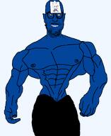 anime anime_female anime_girl beard black_clothing black_shirt blue_skin elf_ears faggot glasses meta:soyoc nose pointed_ears smile stubble tape tranime_girl variant:microplasticsjak yellow_eyes yellow_sclera // 859x1048 // 65.6KB