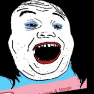 3dgifmaker 4chan a_(4chan) animated anime flag hair makeup nintendo open_mouth soyjak spiral stubble tranny vanish variant:alicia video_game vore // 198x198 // 1.0MB