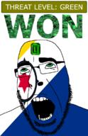 ahegao bonaire country emerald flag flag:bonaire gem glasses green green_eyes hair looking_up netherlands open_mouth schlog_color_event soyjak soyjak_blog star_(symbol) stubble teeth text threat_level_green variant:cobson won // 721x1115 // 168.6KB