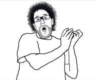 clothes ear glasses hair open_mouth soyjak stubble tshirt variant:unknown // 816x675 // 273.7KB