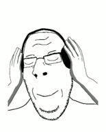 animated byonbyon closed_eyes closed_mouth glasses hand headphones poyopoyo smile soyjak stubble subvariant:nucob variant:cobson // 323x400 // 182.5KB