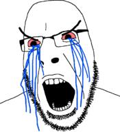 angry bloodshot_eyes crying glasses open_mouth soyjak stubble variant:cobson // 721x789 // 48.7KB