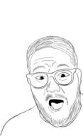 ear glasses hair mustache open_mouth soyjak stubble variant:unknown // 383x628 // 103.1KB