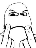 angry aryan_beast bald big_eyes big_mouth hand hands_up middle_finger no_glasses soyjak subvariant:tismjak variant:gapejak white_background // 192x255 // 13.9KB