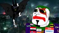 Circus_2_(NameFag) Warrior-Z(user) batman batman_(series) bax bbc cape deformed flag gotham_city green_hair islam jax_(the_amazing_digital_circus) joker-z joker_(dc) namefag_drama purple_skin queen_of_spades superhero tadcgem the_joker variant:meximutt white_skin // 1280x720 // 157.7KB