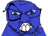 blue_eyes blue_skin content_aware distorted glasses large_nose looking_at_you open_mouth raised_eyebrow soyjak stubble subvariant:crazyguyjak teeth variant:feraljak // 800x600 // 15.4KB