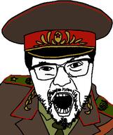 cap clothes glasses hair hat meta:tagme necktie open_mouth soviet_union soyjak stubble traced uniform variant:legojak variant:unknown // 414x495 // 37.3KB