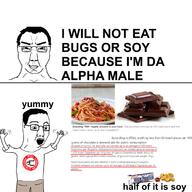 arm bug chocolate closed_mouth clothes glasses hair hand hands_up nazism open_mouth pol_(4chan) shitstika smile smug soy soyjak soyjak_comic subvariant:chuddy swastika text tshirt variant:chudjak wordswordswords // 680x680 // 286.0KB