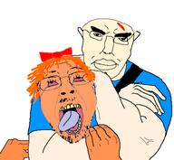 2soyjaks anti_ongezellig bowtie clothes james_earl_cash manhunt mymy ongezellig orange_hair orange_skin soyjak subvariant:chudjak_front variant:bernd variant:chudjak video_game // 499x461 // 63.6KB