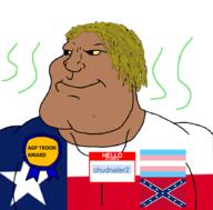 award brown_skin chudnater2(namefag) flag: flag:texas flag:transgender_pride_flag series:mexican-american_countrywar soybooru stink_lines stinky subvariant:mexiaryan texas tranny variant:meximutt yellow_sclera // 886x872 // 116.3KB