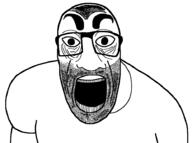 angry clothes exaggerated glasses looking_at_you open_mouth redraw soyjak stubble thick_eyebrows variant:el_perro_rabioso white_shirt // 919x686 // 49.6KB