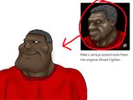 arrow black_skin brown_eyes circle dark_hair game mike_(street_fighter) red_arrow red_shirt street_fighter subvariant:mexiaryan variant:meximutt video_game // 1024x768 // 209.0KB