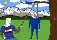 3soyjaks ack colorado countrywar drawn_background euromutt european_union flag flag:colorado hanging meta:tagme mountain rope subvariant:wholesome_soyjak sun variant:bernd variant:chudjak variant:gapejak // 2100x1472 // 163.9KB