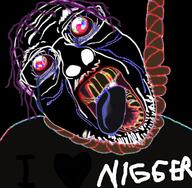 black_skin deformed glasses hair hanging i_heart_nigger i_love inverted mustache negative_colors nigger nightmare_fuel open_mouth proto-slopjak purple_hair rope scary soyjak stubble suicide text tranny variant:bernd yellow_teeth // 726x711 // 463.8KB