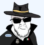 albert_(user) badge closed_mouth detective fedora flag:italy glasses ice immigration personal_army smile stubble subvariant:detective_feraljak sunglasses text variant:feraljak // 800x822 // 117.6KB