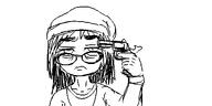 artist:sleep_chvd avengers beanie blush brown_shirt clothes cute cute_girl eyelashes girl glasses gun hair hat holding_object necklace nentendo_switch oekaki sleep_chvd_(artist) soy soylent soylent_(cacao) variant:soytan video_game videogame videogames white_skin woman // 500x250 // 31.5KB