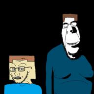 2soyjaks biting_lip brown_hair closed_mouth clothes evil glasses hair herobrine minecraft ominous open_mouth scared soyjak square_head steve_(minecraft) stubble subvariant:hornyson subvariant:soyak_(concerned) variant:cobson variant:soyak video_game white_skin // 1600x1600 // 179.3KB