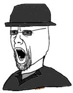 breaking_bad bryan_cranston clothes glasses hat open_mouth soyjak stubble sunglasses variant:estoniajak walter_white // 382x481 // 47.8KB