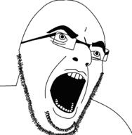 alternate glasses open_mouth soyjak stubble variant:cobson // 705x720 // 10.1KB