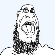 BRIMMIEST_COMMENTS_SECTION☣️☣️☣️_DO_NOT_ENTER☣️☣️☣️ beard ear glasses looking_at_you open_mouth retard skinny soyjak stubble subvariant:skinnyjak template transparent_background variant:fatjak // 600x600 // 69.9KB