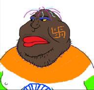 brown_skin hindu indian_flag meta:tagme pajeet pink_hair soyjak stubble variant:meximutt // 646x620 // 145.1KB