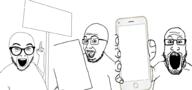 3soyjaks abortion apple_(company) arm body glasses hair hand holding_object holding_phone iphone looking_at_you meta:tagme open_mouth paper phone pointing sign soyjak stubble subvariant:phoneplier subvariant:phoneplier_vertical teeth template text tongue variant:abortion_lover variant:markiplier_soyjak variant:paperjak // 1998x935 // 195.8KB