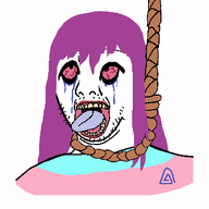 animated bloodshot_eyes boylover_symbol byonbyon crying dead hair hanging japanese_text large_eyes long_hair open_mouth pedophile poyopoyo purple_hair rope soyjak stubble subvariant:commiepedotroon suicide tranny variant:kuzjak // 326x400 // 154.3KB
