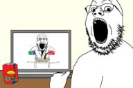 2soyjaks bloodshot_eyes coke computer doctor dr_sprokeberg glasses keyboard open_mouth pouring sprite sproke stubble variant:gapejak variant:markiplier_soyjak // 2139x1429 // 366.9KB