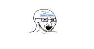 bald banned_user demonic_passion_(user) facial_mark forehead_mark glasses looking_to_the_right mouth namefag_drama open_mouth soyjak stubble variant:soyak white_background // 1204x631 // 44.7KB