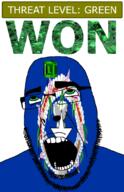 ahegao country emerald flag flag:northern_mariana_islands flower gem glasses green green_eyes hair looking_up northern_mariana_islands open_mouth plant schlog_color_event soyjak soyjak_blog stubble teeth text threat_level_green united_states variant:cobson won // 721x1115 // 288.1KB