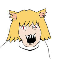 animal cat_ear cat_eyes fur neco_arc red_eyes sweater toothy variant:feraljak yellow_hair // 750x750 // 47.7KB