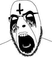 angry black_metal corpse_paint glasses music satanism soyjak stubble variant:cobson // 721x789 // 30.3KB
