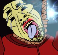 crying hanging mass_effect mustache open_mouth rope soyjak stubble suicide variant:bernd video_game yellow_skin // 768x719 // 246.1KB