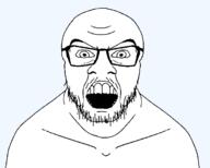 angry front_facing glasses looking_at_you open_mouth soyjak stubble subvariant:feralfront template transparent_background variant:feraljak // 1784x1430 // 39.4KB