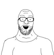 clothes ear glasses open_mouth soyjak stubble variant:unknown // 379x387 // 27.7KB