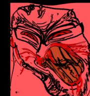 angry blood bloodshot_eyes clenched_teeth closed_mouth cracked_teeth deformed ear glasses nosebleed red red_eyes soyjak stubble subvariant:feralrage variant:feraljak vein yellow_teeth // 883x937 // 709.6KB