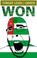 abkhazia ahegao country emerald flag flag:abkhazia gem glasses green green_eyes hair hand looking_up open_mouth schlog_color_event soyjak soyjak_blog star_(symbol) stubble teeth text threat_level_green variant:cobson won // 721x1115 // 144.9KB