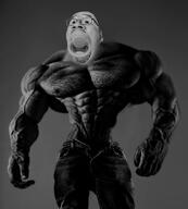 baby bernd_schmidt caca chad gigachad grey_skin muscles pacifier small_eyes soyjak standing variant:gapejak // 600x664 // 297.7KB