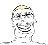 a10_eyes buff chad distorted gigachad glasses hair hitler_mustache looking_at_you muscles mustache soyjak subvariant:jartycuck subvariant:patrick template variant:chudjak yellow_hair // 1050x996 // 34.8KB