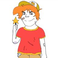 ahoge clothes ls_mark orange_hair smile subvariant:shoyta variant:gapejak wand // 720x720 // 151.3KB