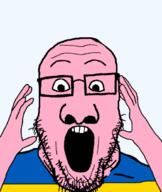 flag:ukraine glasses hand hands_up pig pink_skin stubble subvariant:ppplier ukraine variant:markiplier_soyjak variant:ppp // 518x615 // 91.2KB