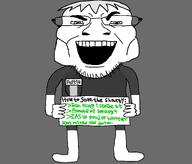 arrow badge clothes gigachad glasses greentext hair holding_object nate open_mouth raised_eyebrow soot_colors soyjak soyjak_party stubble subvariant:gloatjak variant:coinjak // 1792x1526 // 30.6KB