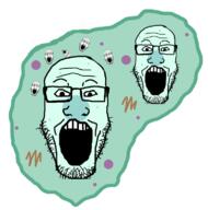 bacteria cell glasses green multiple_soyjaks objectsoy open_mouth science soyjak stretched_mouth stubble variant:markiplier_soyjak // 766x774 // 125.0KB
