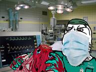 2soyjaks blood clothes crying doctor facemask holding_object irl_background mask screen soyjak stubble variant:dogjak variant:gapejak wave // 1200x900 // 1.1MB