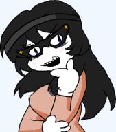 avengers averi blue_eyes blush clothes dress eyelashes female food glasses hair headband long_hair necklace no_nose open_mouth pose soy soylent soylent_(cacao) variant:soytan // 447x509 // 16.6KB