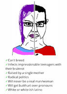 angry closed_mouth flag glasses hair nazism pol_(4chan) politics poltroon purple_hair soyjak subvariant:chudjak_front swastika text tranny variant:chudjak // 884x1228 // 269.2KB