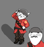 artist:cutecrab big_teeth cat_ear full_body helmet meta:namefags shadow small_eyes soldier soldier_(tf2) soytopia subvariant:impish_meowjak sucre_(user) variant:impish_soyak_ears whiskers white_fur white_skin // 1038x1121 // 114.0KB
