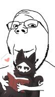 book canine comfy furry glasses hair heart holding_book holding_object latex looking_at_you looking_down love mask puro reading small_body stubble text variant:gapejak white_skin // 600x1053 // 157.2KB