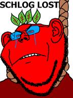ack broot food frown hanging janny leaf lynching red_eyes red_skin rope schlog_lost soyjak_blog teeth variant:impish_soyak_ears vegetable // 598x800 // 33.0KB